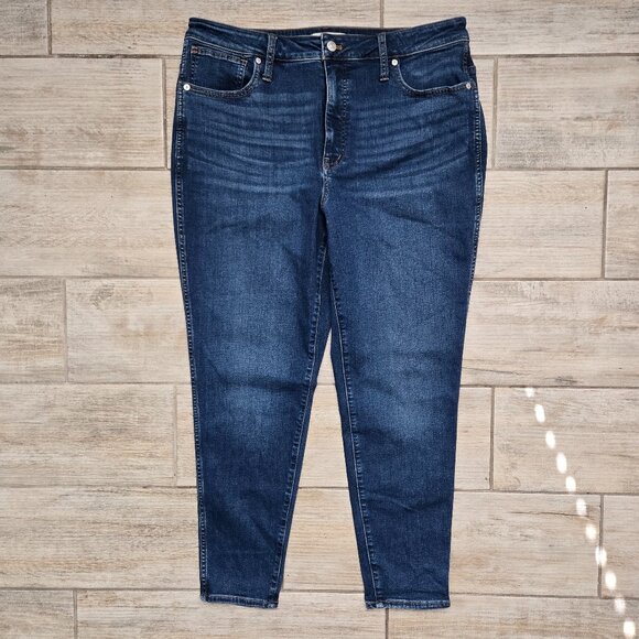 Madewell Denim - Madewell Curvy High Rise Skinny Jeans Women Stretch Denim Whisker Faded 33